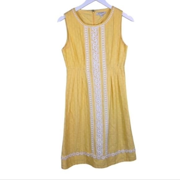 Banana Republic dress yellow lace applique sleeveless short Easter spring 2 - Picture 5 of 11